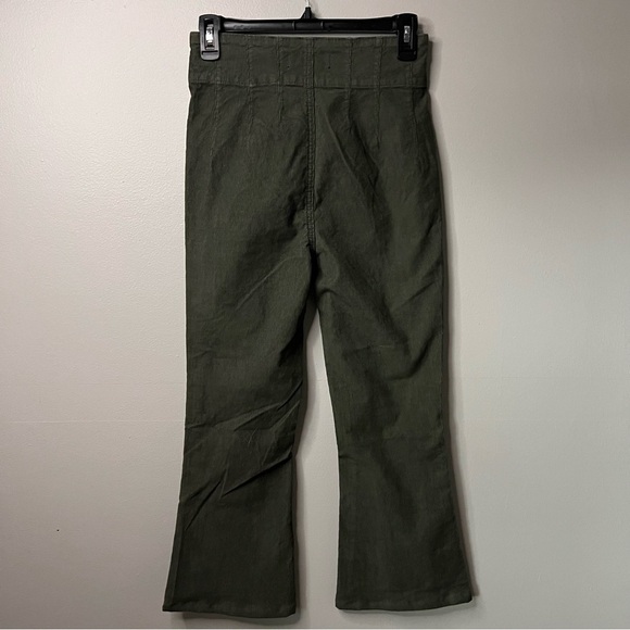 We The Free Boho Corduroy Pants High Rise Flare Button Size 26 Olive Green - Picture 5 of 12